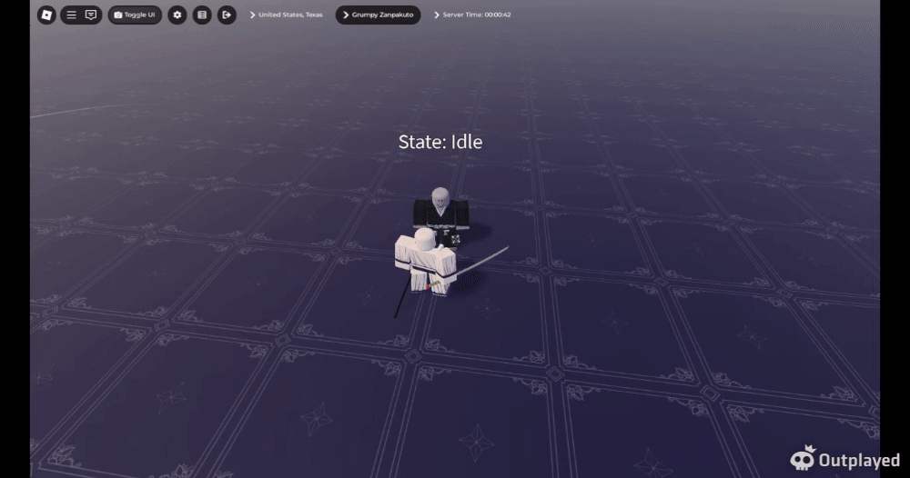 Player performing the Blade Slash Skill in Paradox roblox experience