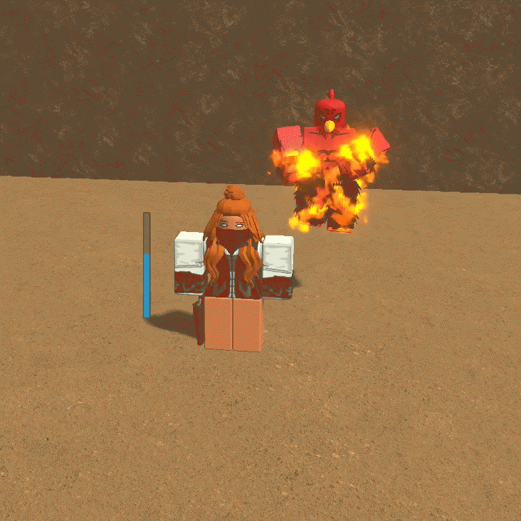 Magicians Red stand piloting in bridger Western on Roblox.