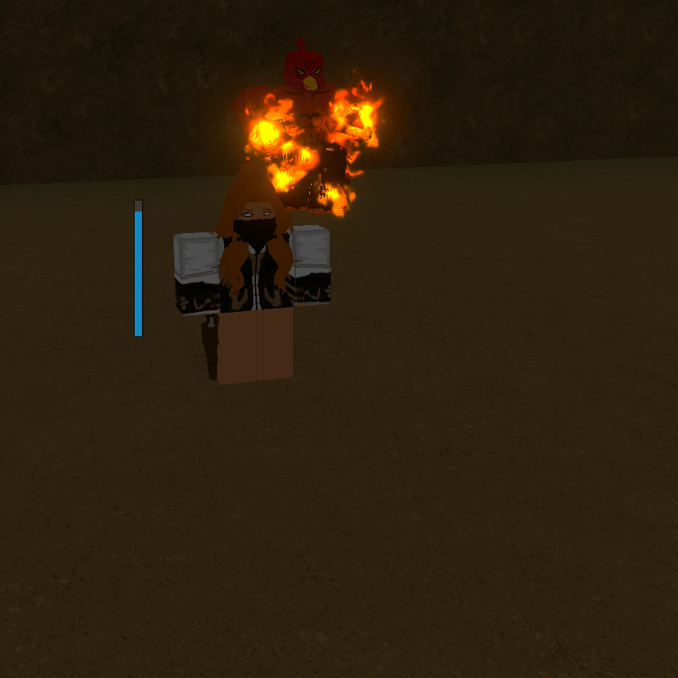 Magicians Red Flaming Roundhouse kick in bridger Western on Roblox.