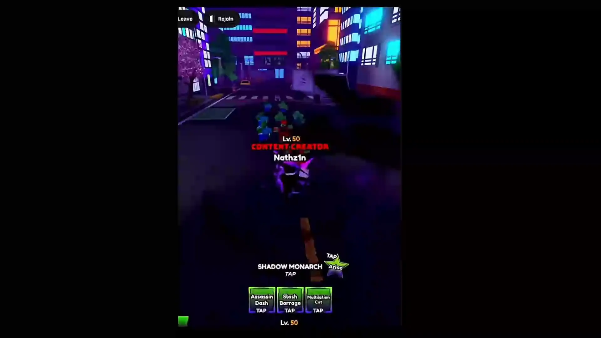 Player performing Shadow Monarch ability's M1 in anime apocalypse roblox experience.
