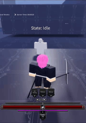 Player performing Hado 78 Shinigami skill in Paradox roblox experience 