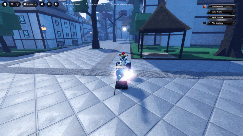 Player performing Flash Step Barrage skill in paradox roblox experience