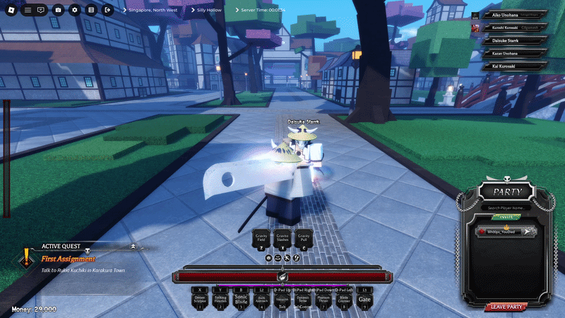 Player performing Striking Flourish skill in paradox roblox experience