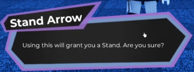 The Stand Arrow dialogue in Eyes of Diamond Roblox Experience.