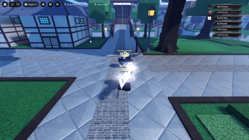 Player performing Blade Counter skill in paradox roblox experience