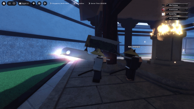 Player performing Phantom Thrust skill in paradox roblox experience
