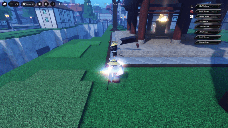 Player performing twinblade rush skill in paradox roblox experience 