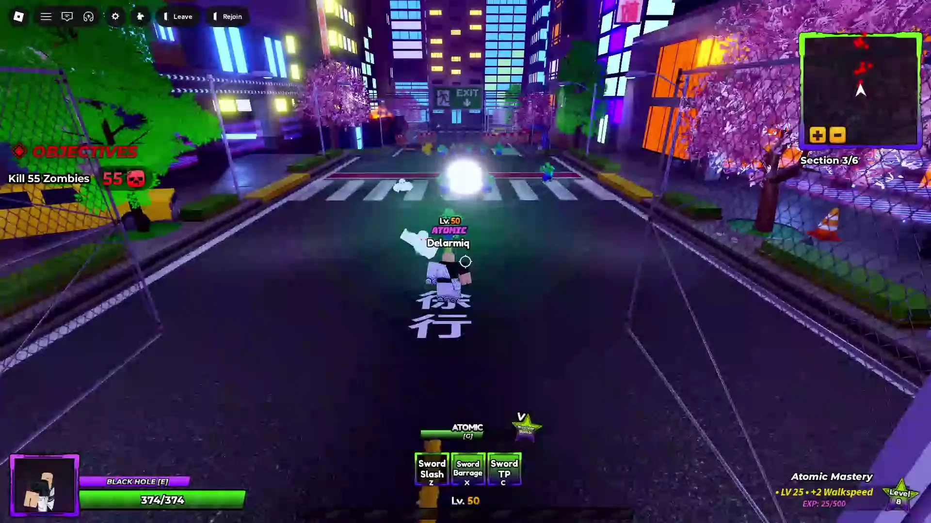 player performing Z skill for Atomic ability in anime apocalypse