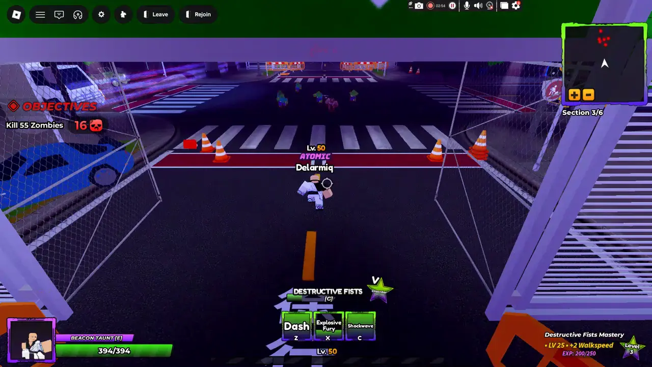 Player performing Destructive Fists Ability's C skill in anime apocalypse roblox experience