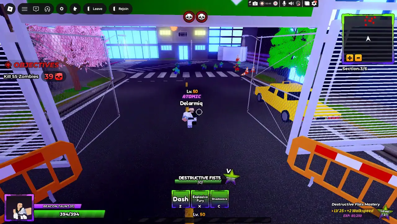 Player performing Destructive Fists Ability's X skill in anime apocalypse roblox experience