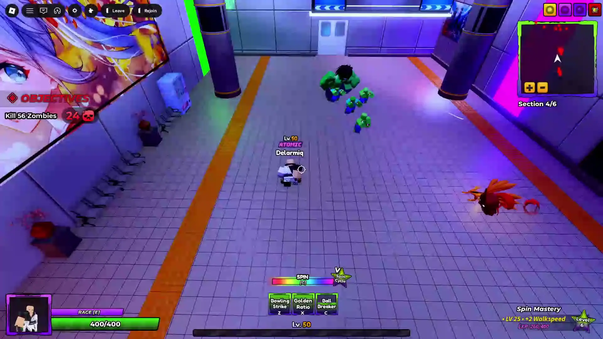 Player performing Spin Ability's G move in Anime Apocalypse