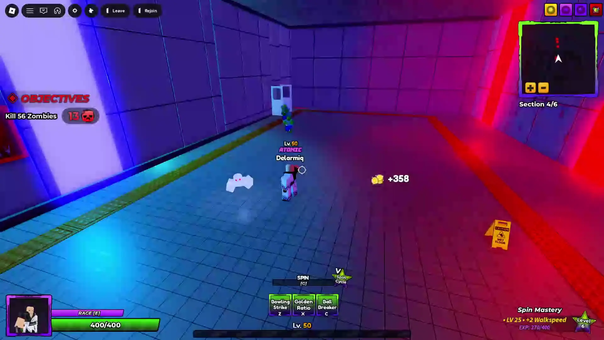 Player performing Spin Ability's M1 attack in Anime Apocalypse