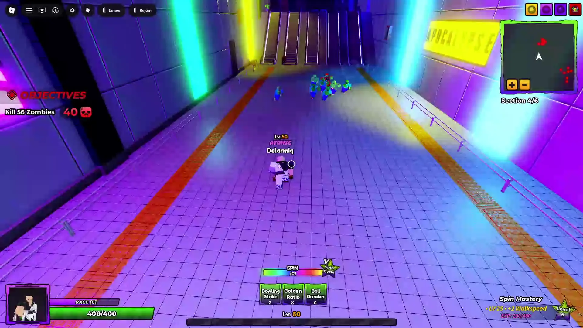 Player performing Spin Ability's X move in Anime Apocalypse