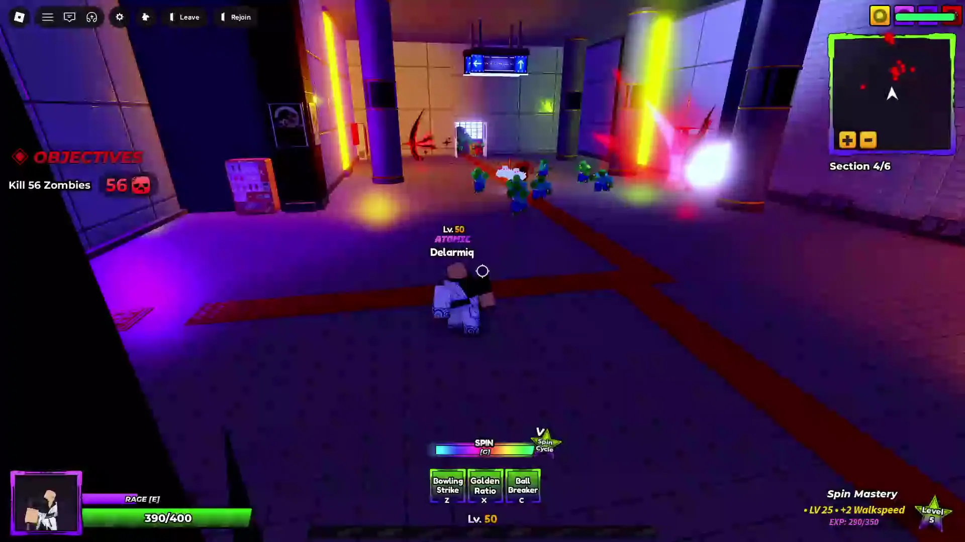 Player performing Spin Ability's Z move in Anime Apocalypse