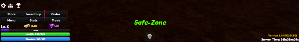 The Codes Section in Anime Limitless Roblox Experience