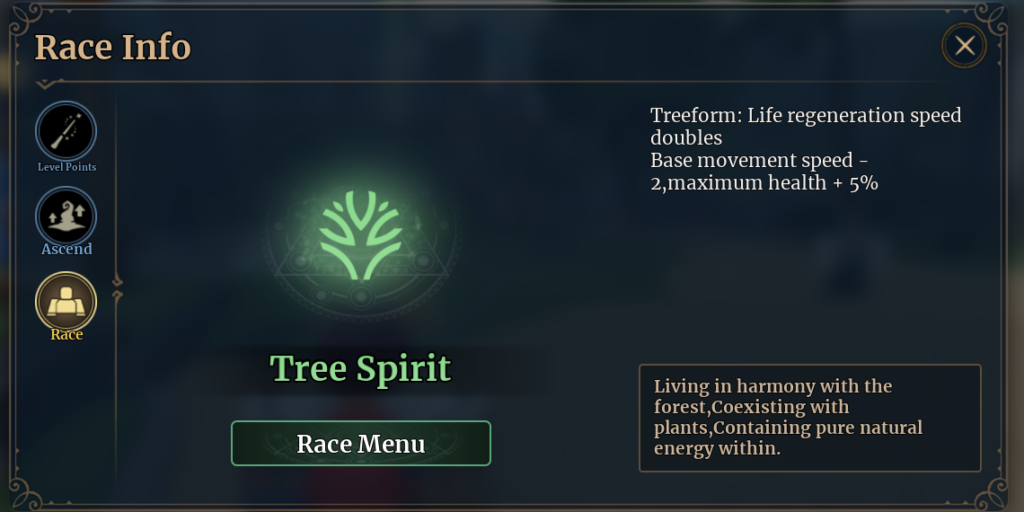 Race Menu in Wizard Alchemy Roblox Experience