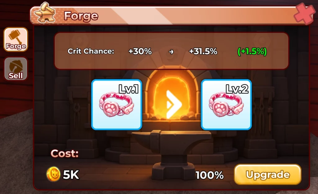 Gear upgrade in Blox Monsters 