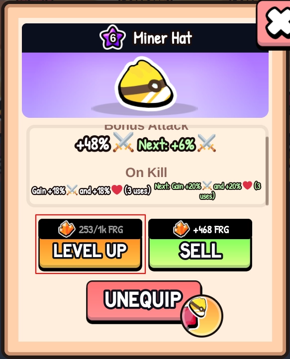 Upgrading a Hat in Battle Pet Roblox Experience