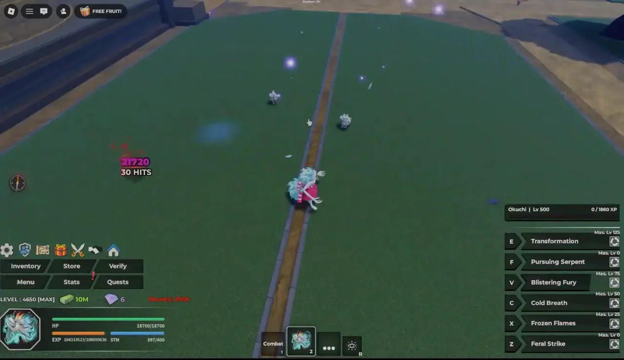 Player performing C skill in Okuchi form in Haze Seas