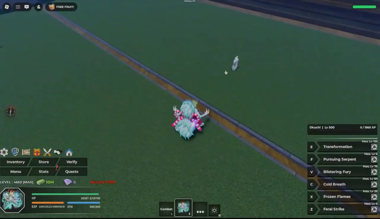 Player performing F skill in Okuchi form in Haze Seas
