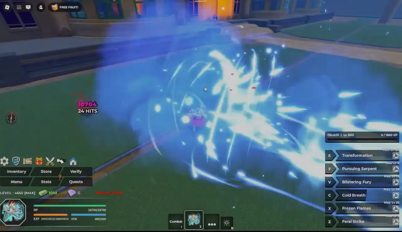 Player performing X skill in Okuchi form in Haze Seas